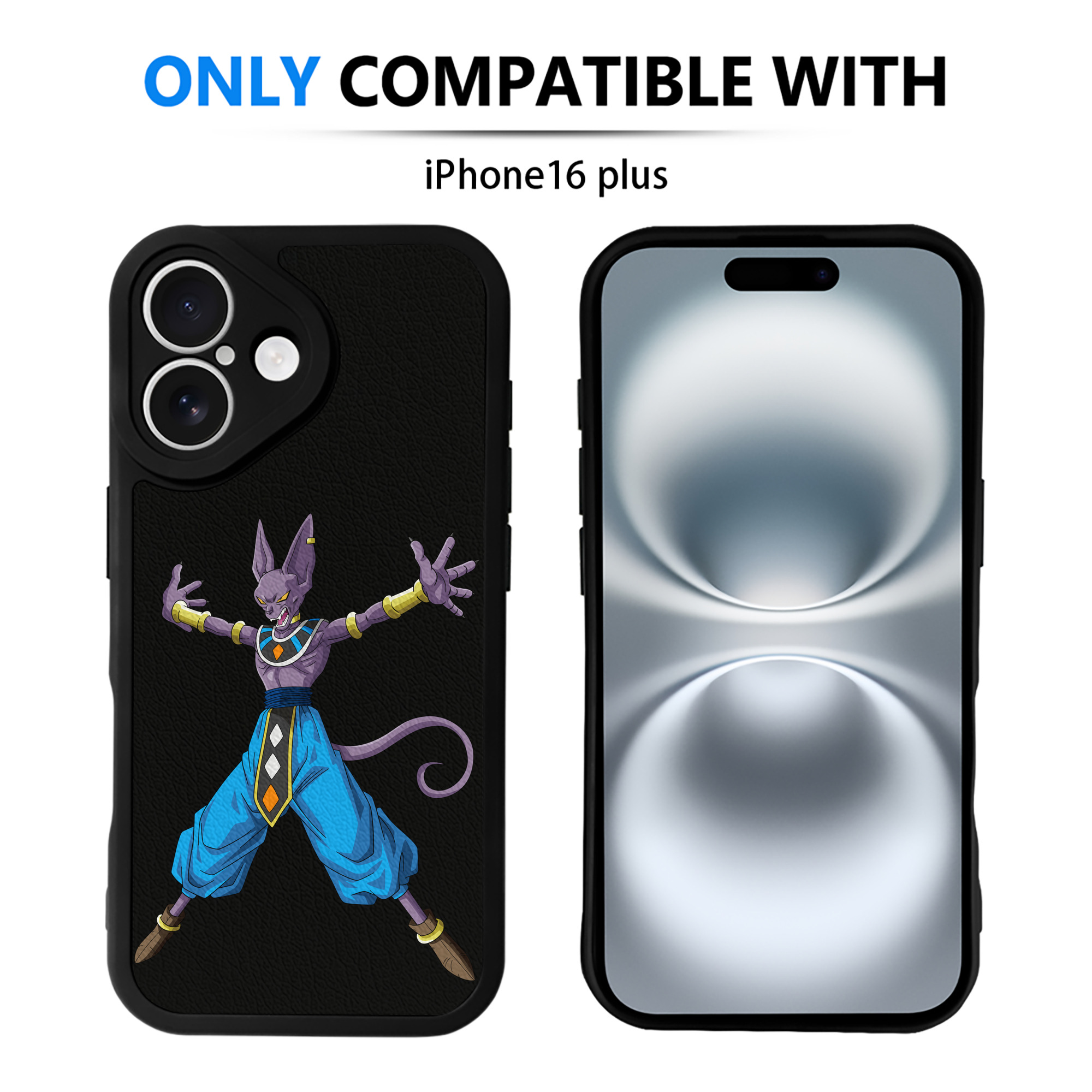 （画像用） ドラゴンボール ビルス 破壊神ビルス DRAGON BALL Beerus Birusu 【iPhone 16シリーズ対応】シリコンスマホケース（レザー調） 材質：シリコン